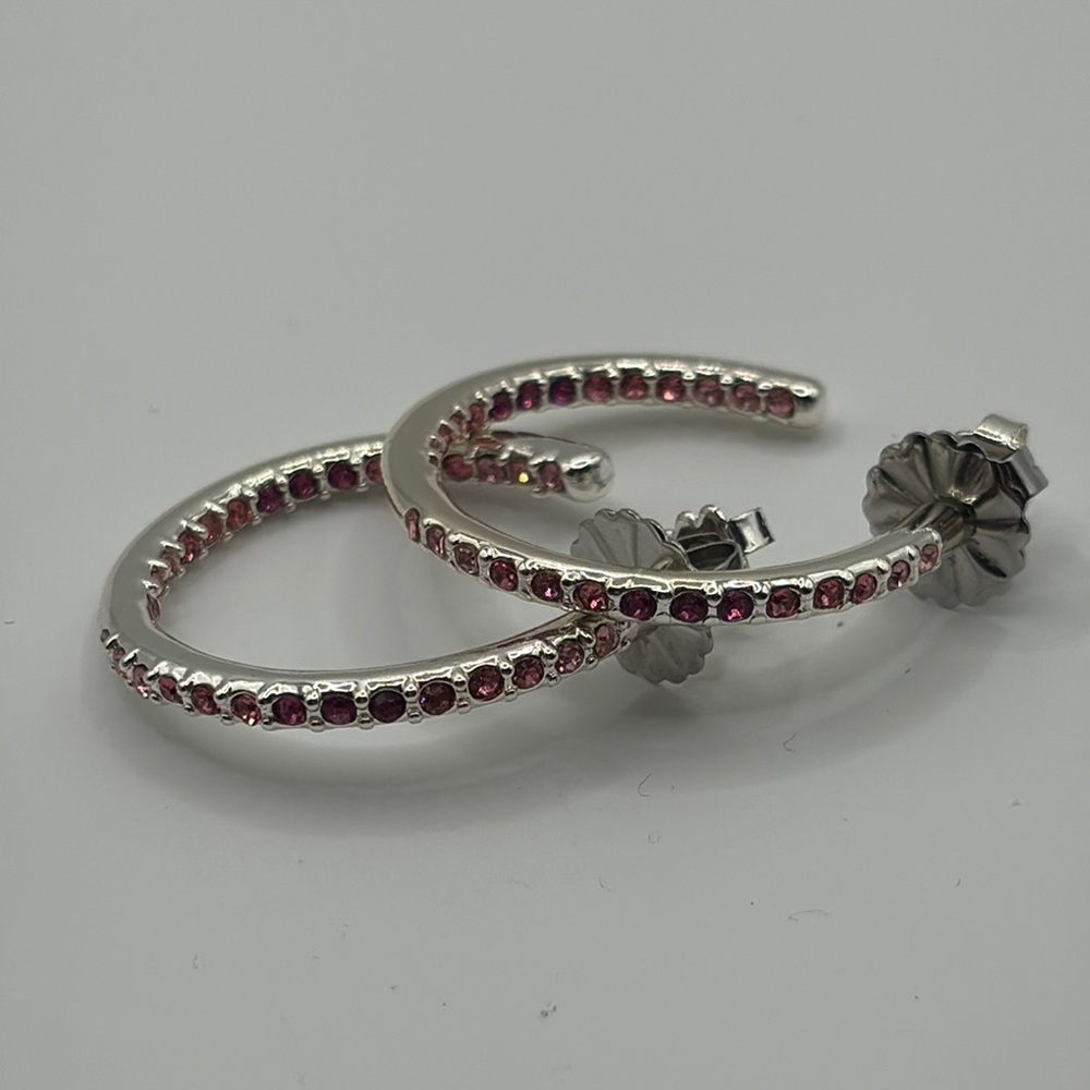 Avon Pink Ombré Hoop Earrings Silver NWOTS - Picture 3 of 5